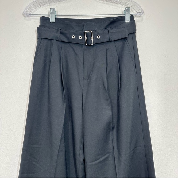 J. Crew Women's Size 0P Belted Wide Leg Trouser Black Pants Classic Work Career - Picture 2 of 9